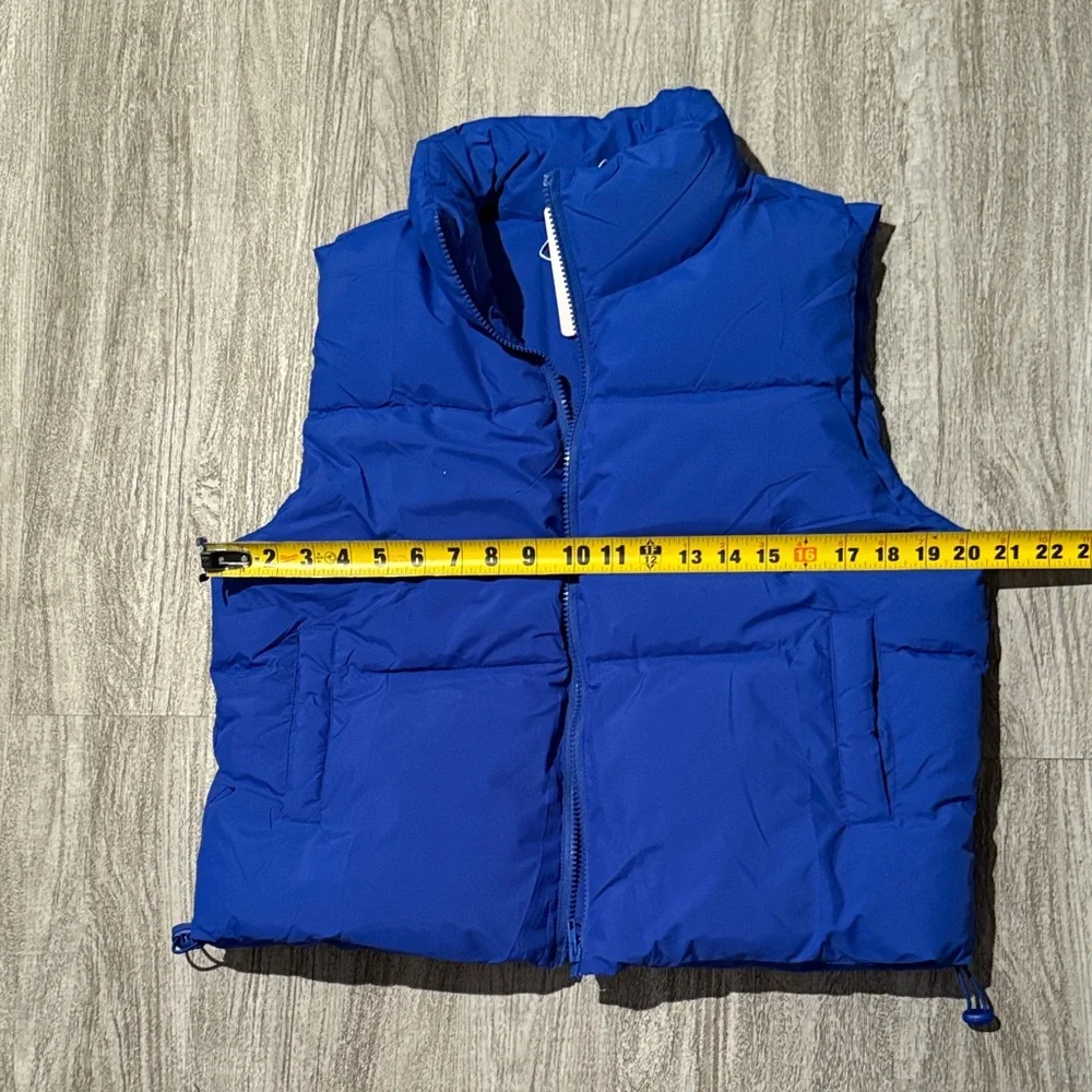Royal Blue Puffer Vest - Women's Sleeveless Jacket - Picture 12 of 14